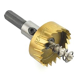 Hole Saw Cutter MASO 22mm HSS Titanium Hole Saw Cutter Tool Kit Drill Bit Set Remover Tools for Steel, Stainless Steel,iron, Copper, Brass, Aluminum, Fiberglass, Formica