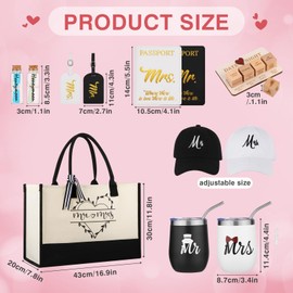 VAIPI Wedding Gifts for Couples 2025, Personalized Mr & Mrs Gifts for Honeymoon, Engagement Gift for Newlyweds with 12 oz Insulated Tumblers Caps Passport Holders Baggage Tags Wishing Bottles Tote Bag