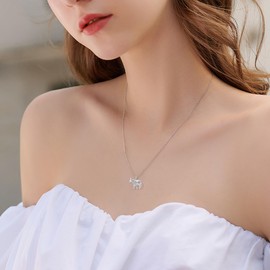 HUKKUN Elephant Necklace Sterling Silver Buddha Elephant Pendant Evil Eye Necklace Elephant Jewellery Gifts for Women Girls