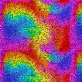 Generic Timeless Treasures Wildcat by Chong-A Hwang CD3038 Bright Ombre Geo Swirls Fabric, Mixed