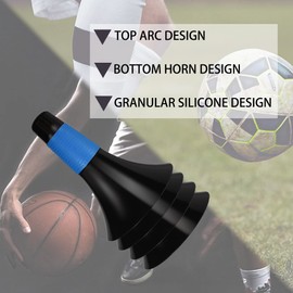 JRONG Tols 8 Pcs Soccer Cones 9 inch Agility Training Sport Cone, Field Marker Cones Sets for Kids Basketball, Football, Speed Grab Drills Training, Indoor Games Outdoor Activities (Black&Blue)