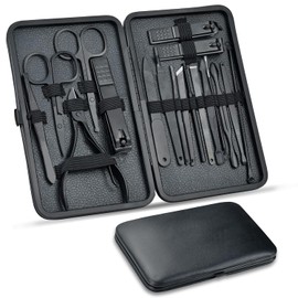 Set de Manicure y Pedicure, 18 en 1 Kit de Manicura y Pedicura Profesional Acero Inoxidable, Kit de Uñas y Pedicure con Herramientas Remover Cutícula, Tijeras para Uñas, Lima de Uñas, etc.