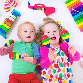 Yieidui 20Pcs DIY Wooden Maracas for Kids, Mini Maracas for Mexican Fiesta Favors with 12Pcs Multicolor Pens,