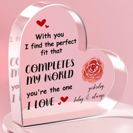 Usong Valentines Gifts for Her Acrylic Heart Shaped Gifts for Girlfriend Boyfriend Wife Husband Fiancee Fiance Engraved Ornament Presents 3.5"