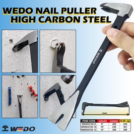 WEDO Pry Bar,8" Nail Puller,High Carbon Steel Crowbar,V Type Cats Paw Nail Remover,Utility Claw Bar Tool for Home Remolding,Woodworking