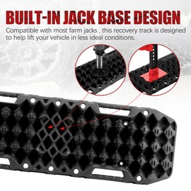BUNKER INDUST Off-Road Traction Boards with Jack Base,Pair Recovery Track 4X4 Jeep Truck Emergency Tire Traction Mat with Bag -Sand, Mud, Snow Tracks Black Traction Pad (Gen 7th)