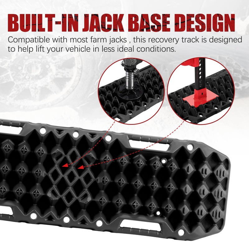 BUNKER INDUST Off-Road Traction Boards with Jack Base,Pair Recovery Track
