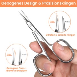 THRAU Ultra Precise Cuticle Scissors - Ideal for Cuticle Care, Callus Treatment, Correction of Torn Nails and Eyebrow Care (95mm)