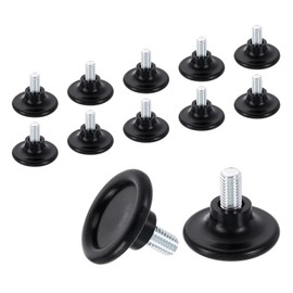 sourcing map 12Pcs M10 Thread Furniture Feet Levelers, 45x16mm Adjustable Leveling Table Feet, Screw on Furniture Glide Leveling for Chair Stool Legs, Black