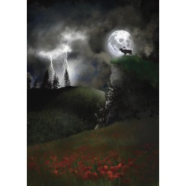 Full moon blank fine art A5 greeting cards for all occasions - Buck Moon - Pack of 3 multipack