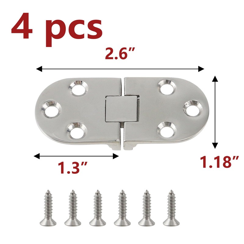 Semetall 4PCS Stainless Steel Boat Hinges,Butler Tray Hinge,Marine Grade Hatch