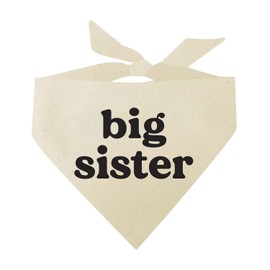 Big Sister Dog Bandana | 100% Unbleached Cotton Adjustable Triangle | Pregnancy Announcement | New Baby Matching Family | Natural X-Small (888)