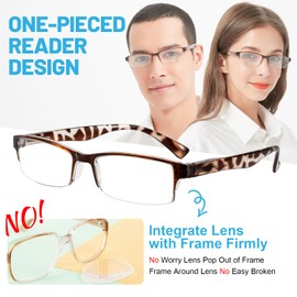 WEMOOMOOTANTS 4 Packs Narrow Reading Glassses 1.0 for Women Men Half Rim Lightweight Readers 1.00 1.5 2.0 2.5 3.0 3.5 4.0 (Brown Tortoise)