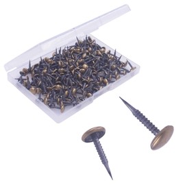OMOTOOL Antique Upholstery Nails (200 Pieces), Decorative Nails for Furniture and Hand Projects, Brass Coated Nails Head