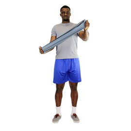 CanDo Singles Low Powder Exercise Band, 4-foot singles, Silver: XX-Heavy