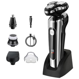 Electric Shaver for Men - 3D Removable Magnetic Razor, 12,000 CPM High-Speed Motor, IPX8 Waterproof, Wet & Dry Shaving, Professional Hair Trimmer Kit Included，Ebony