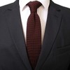 Secdtie Men Classic Solid Color Dark Brown Woven Silk Tie