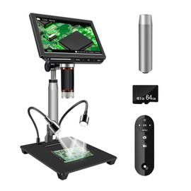MoreDisp 4K Digital Microscope,8" Coin Microscope with 52MP Camera Sensor,2000X Magnification,3840P UHD Video Microsocpe,Ideal for Soldering, Electronics Repair and Coin Viewing with 64GB Memory Card
