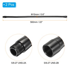 PATIKIL 22" Microphone Gooseneck, 2Pcs 5/8"-27 Thread Metal Universal Hose Flexible Arm Gooseneck Tube Extension for Multifunction DIY, Black