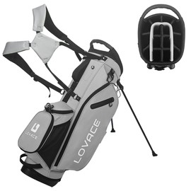 LOVACE 14-Way Golf Stand Bag, Lightweight Golf Bag with Stand for Men and Women (Grey)