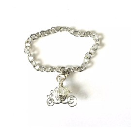 AOS Design Cinderella Pearl Cage Pendant Charm Bracelet - Elegant Silver Plated Charm