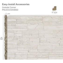 Ekena Millwork 3"W x 3"D x 48"H Universal Outside Corner for StoneWall Faux Stone Siding Panels, Smokey Ridge
