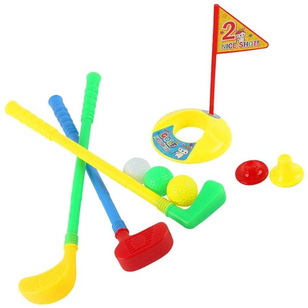 BinaryABC Plastic Golf Clubs Set Toy Golf Kit,Educational Golf Toys Sets,Children's Golf Game(Random Color)