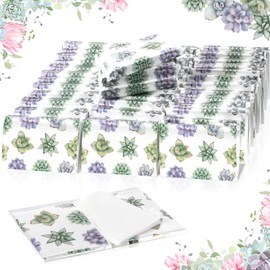 Geyee 50 Packs Tissue Travel Size Facial Paper Napkins Travel Packs Disposable Pocket Tissues for Wedding Guest Traveling School Purse Home Supplies, 500 Sheets 3 Ply(Succulent)
