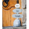 Live Love Laugh Engraved Stone Rock Cairn Stacked Zen Garden
