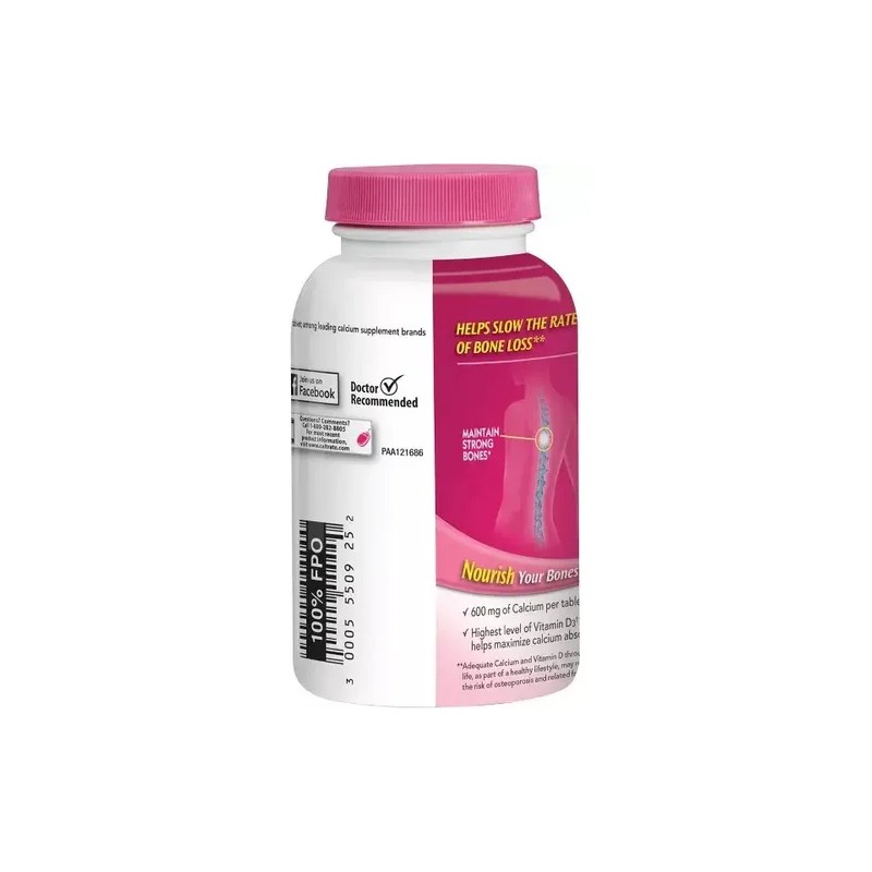 Tabletas Calcio y Vitamina D3 Caltrate 600+D3 Suplemento Alimenticio 200