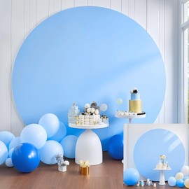 Gallety 7.2 FT Baby Blue Round Backdrop Cover for 5 to 7.2ft Round Backdrop Stand - Adjustable Circle Arch Backdrop Cover for Wedding Arch Birthday Themed Parties Photography Decoration