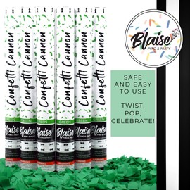 Blaise Pyro & Party Confetti Poppers - Vivid Cannons for Birthdays, Weddings, Anniversaries, & More – Designed to Break Down Naturally, Easy to Use for Photoshoots & Celebrations - 18", 6 Pack, Green