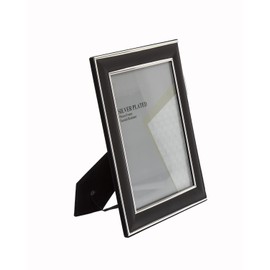 8x10-inch Matt Black and Silver Photo Frame Stands/Hangs Both Ways - Velveteen Backing - Tarnish Resistant (8x10-inch)