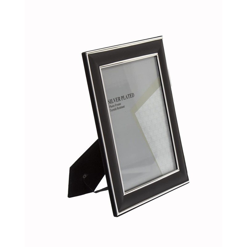 8x10-inch Matt Black and Silver Photo Frame Stands/Hangs Both Ways