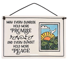 May Every Sunrise Hold More Promise Quote Ceramic Wall Plaque, 7.25-Inches, American Handmade