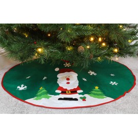 Toyland® 106cm (42") Green Christmas Tree Skirt - Santa Design - Christmas Decoration