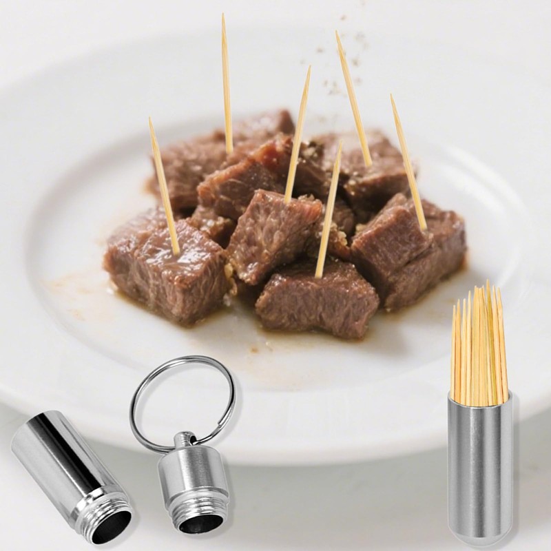 Pocket Toothpick Holder Waterproof Aluminium Alloy Toothpick Box Metal Pill