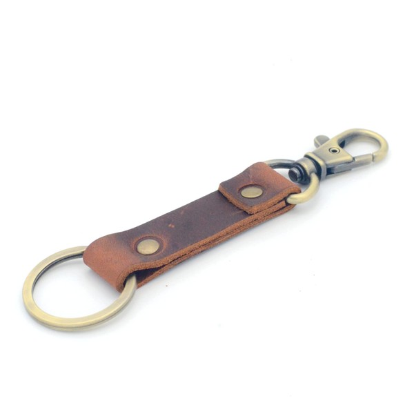Genuine Leather Keychain Walnut Leather Key Holder Mens Key Chain