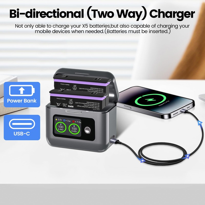 PoweLyt 360 X5 Battery 2 Packs 2800mAh Waterproof X5 Battery
