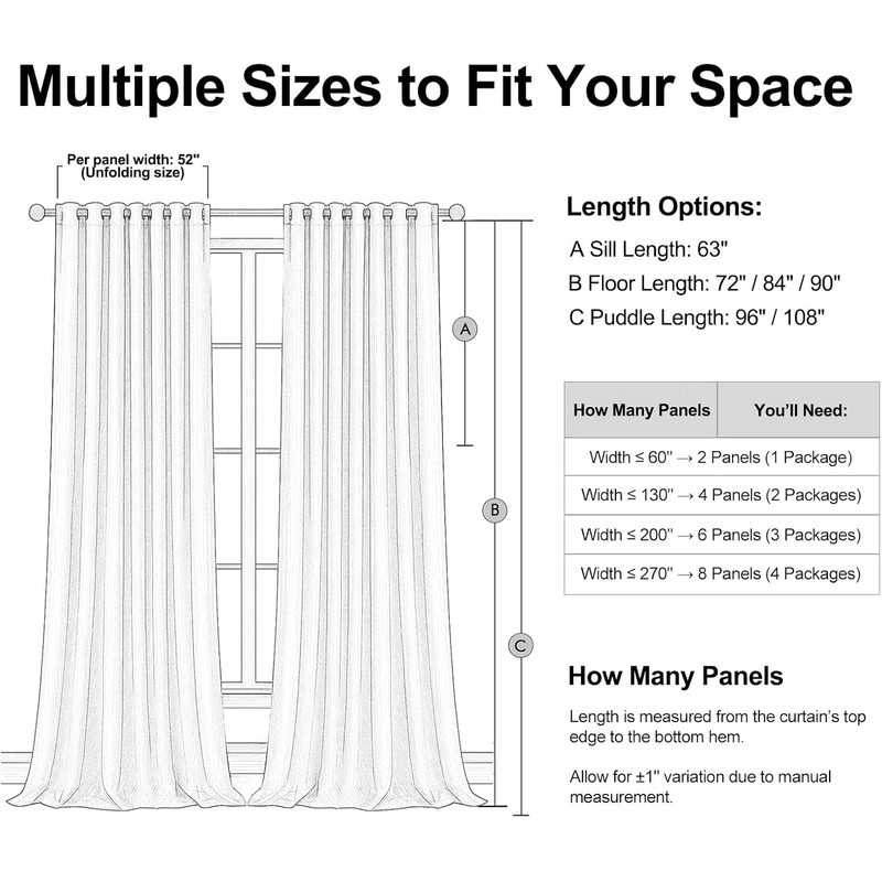 Topfinel Linen Blackout Curtains 96 Inch Long, Boho Farmhouse Ivory