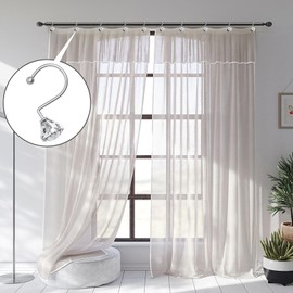 BATHDESIGN Shower Curtain Hooks, Diamond Shaped Acrylic Crystal Shower Curtain Hooks for Curtain and Shower Rod, Decorative Rhinestones Bling Shower Curtain Hooks, Clear, Set of 12