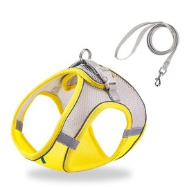 HIPVMES Cat Harness and Leash Set Soft Adjustable Escape Proof Cat Leash Breathable Comfortable Vest Easy to Wear Kitten/Small Dogs Harness for Outdoor Walking Yellow S