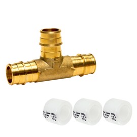PROCURU (1) 1/2-Inch Brass PEX-A Tee With (3) Sleeve Rings, for F1960 Expansion PEX-A Pipe (8ABTE0012-1C)