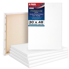 U.S. Art Supply 30 x 48 inch Stretched Canvas 12-Ounce Triple Primed, 6-Pack - Professional Artist Quality White Blank 3/4" Profile, 100% Cotton, Heavy-Weight Gesso - Acrylic Pouring, Oil Painting