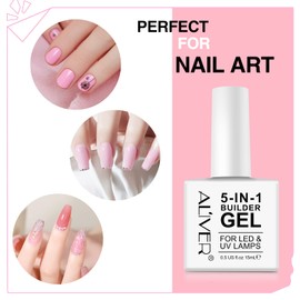 5 in 1 Builder Base Strengthening Gel - 15ml x 2Pack Light Pink Builder Nail Gels, UV/LED Nail Polish Gel for Broken Nails Repair for Nail Art Decoration, Decals & Jewels, Professional Manicure Repair