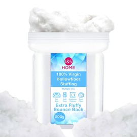 I&S Home 200g Hollowfiber Toy Stuffing Filling - High Grade Multipurpose Toy Stuffing for Knitted Toys – Hypoallergenic Polyester Stuffing for Crochet,Cushions, Pillows,Pet Bed,Teddy Bear (200 grams)