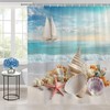 ZFMRZF Beach Shower Curtain, Coastal Ocean Scene with Seashells, Starfish,