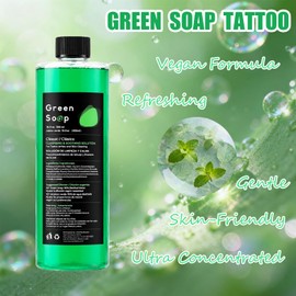 Green Soap Tattoo 16oz with 7oz Foam Bottle Set Tattoo Supplies