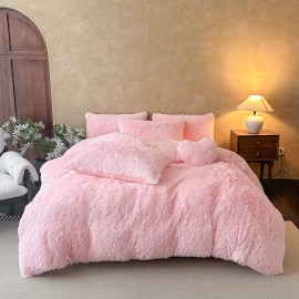 Nordic Minimalist Modern Style Pink Heart-shaped Plush Duvet Cover Set, Comfortable and Warm, INS Home Beddingsize: Love pillow, color: Pink