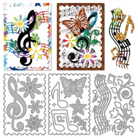 MAYJOYDIY Cutting Dies with Music Notes Metal Cutting Dies with Flowers and Butterfly Motif Flower Tendrils Embossing Folder for Scrapbooking Craft Paper Birthday Cards Gift Decoration